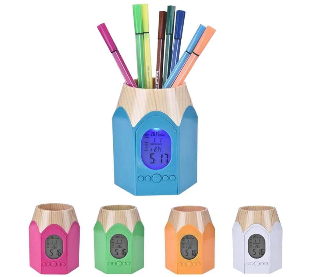 Pen holder with digital clock -1 pcs