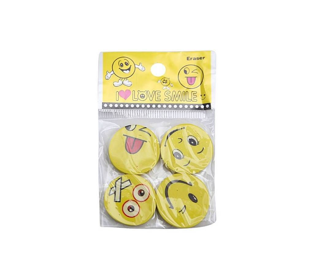 Emoji Shape Erasers - 4pcs