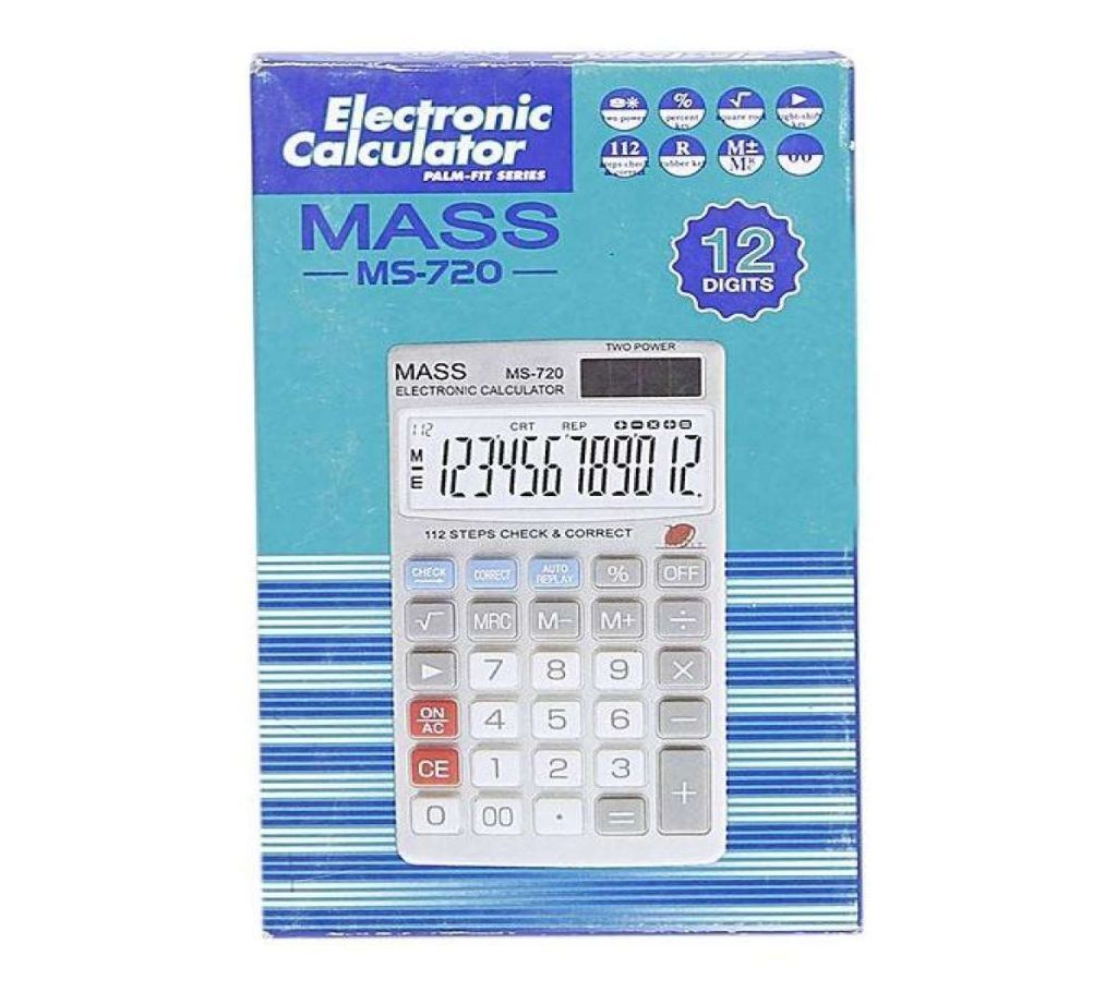 MS-720 12 Digits Electronic Calculator - Ash
