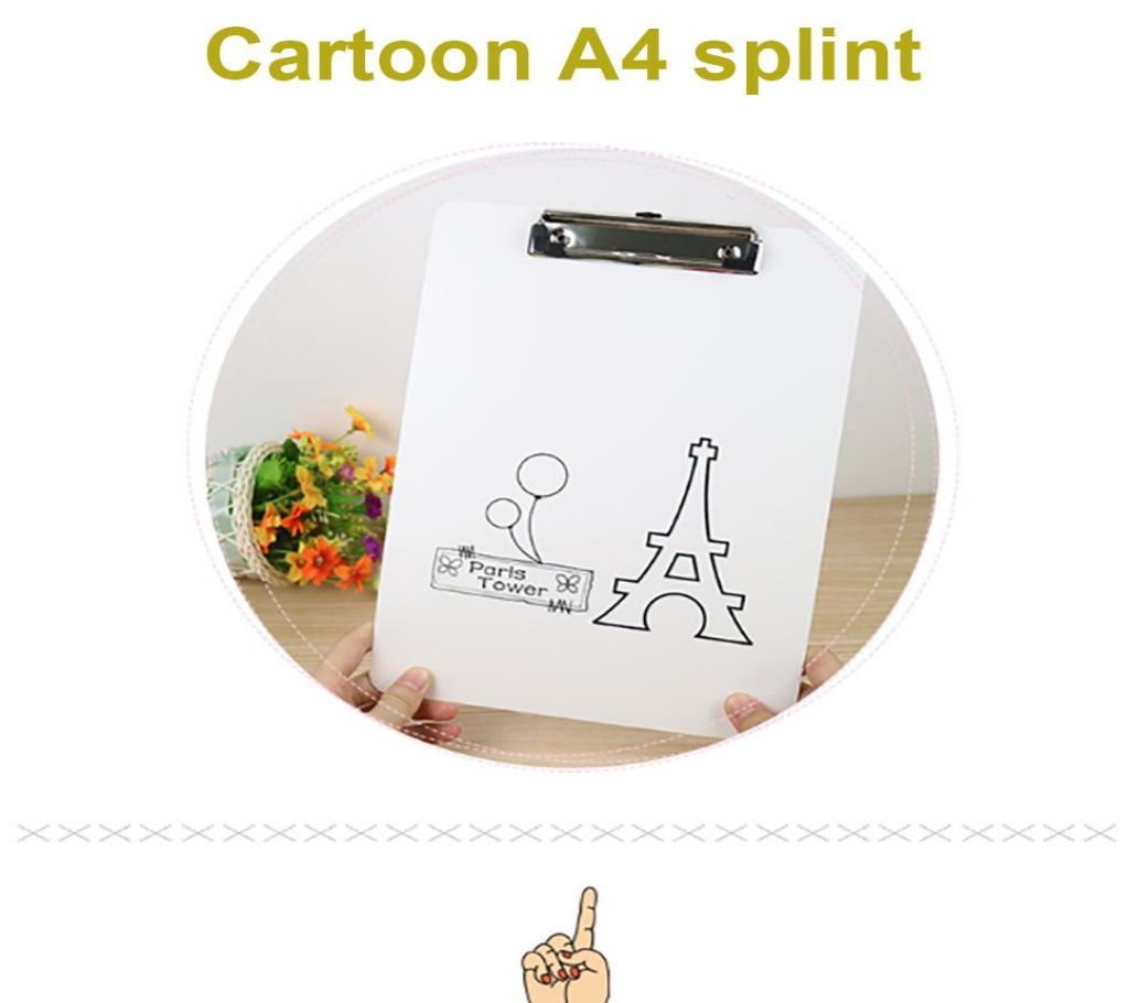A4 Plastic Clip Board Portable File Clipboard With Hook Cute Cartoon Pad For Gift Office Supplies/ Stationery