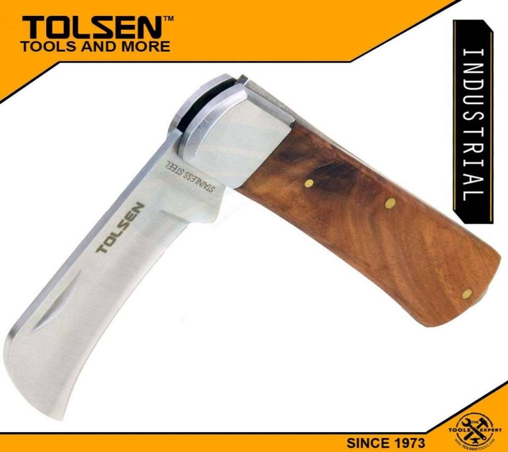 TOLSEN Electrician's Knife (195mm) Pocket Cable Wire Stripper Skinning Utility Knife Blade 38041