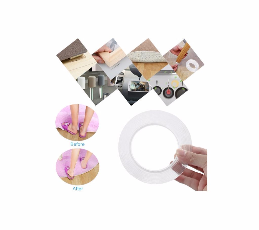 3 Meter Double Sided Reusable Waterproof Adhesive Removable Washable Tape