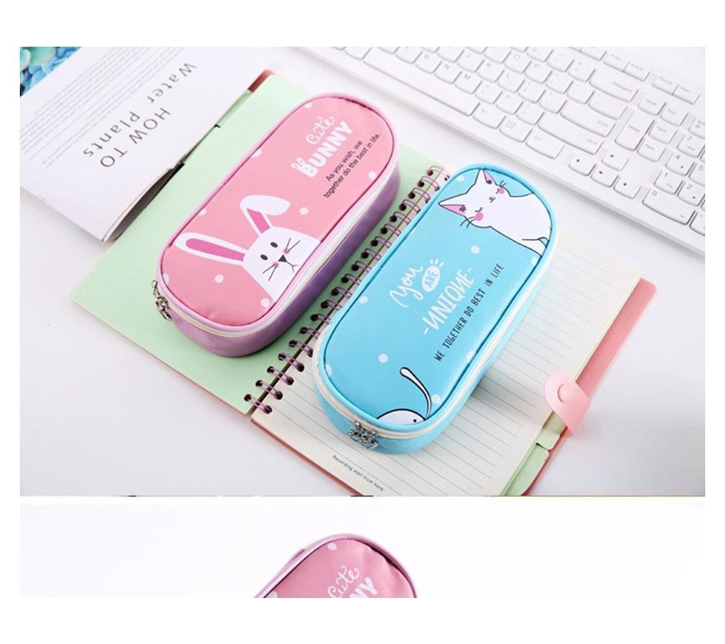 Student Stationery Cartoon Animal PU Large Capacity Pencil Bag Creative Cute Multi-Function Waterproof Pencil Case