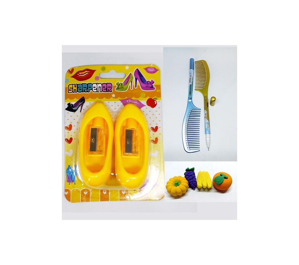 Hill Sharpener , Comb Pen And fruit Eraser