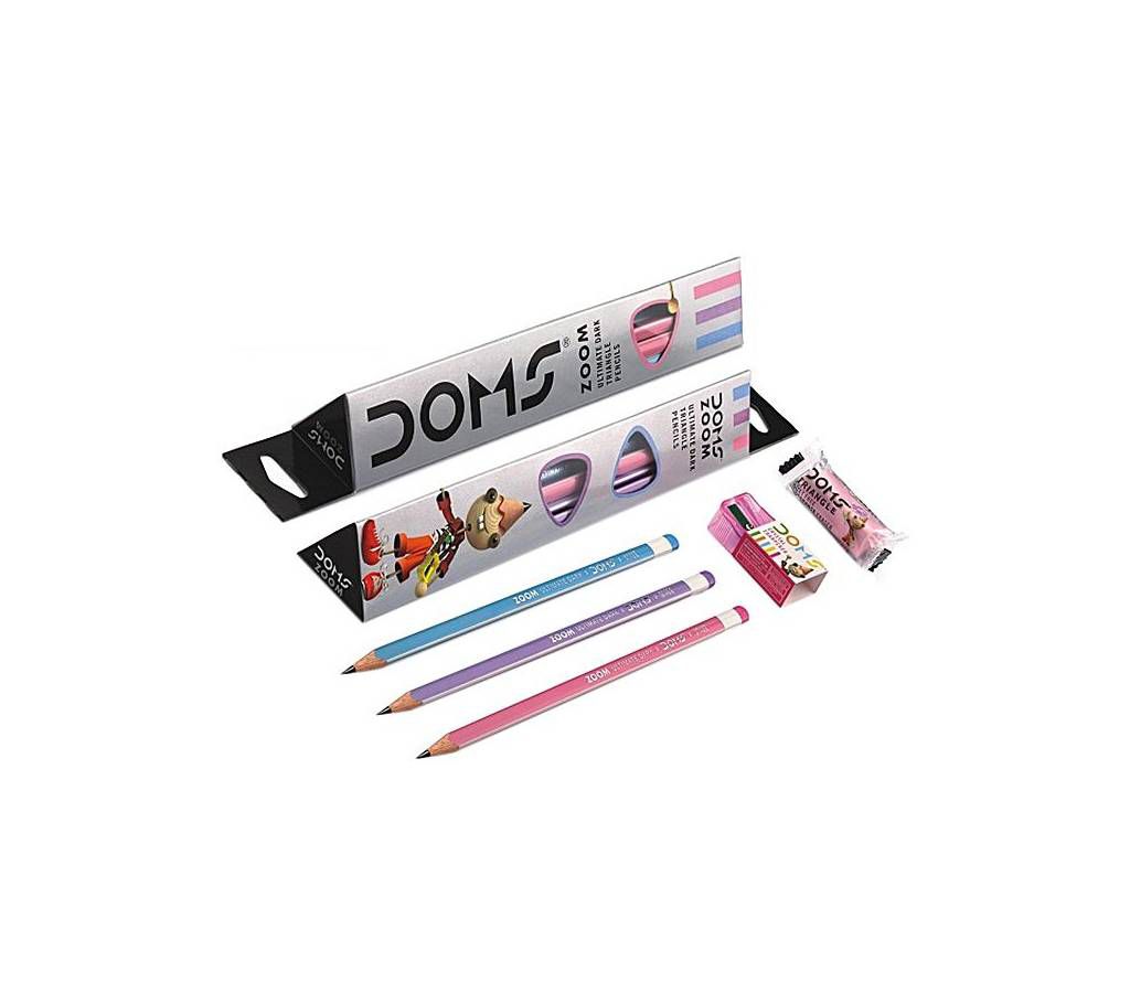 DOMS Zoom Ultimate Dark Triangle Pencils - 100Pcs (Pack Of Ten)