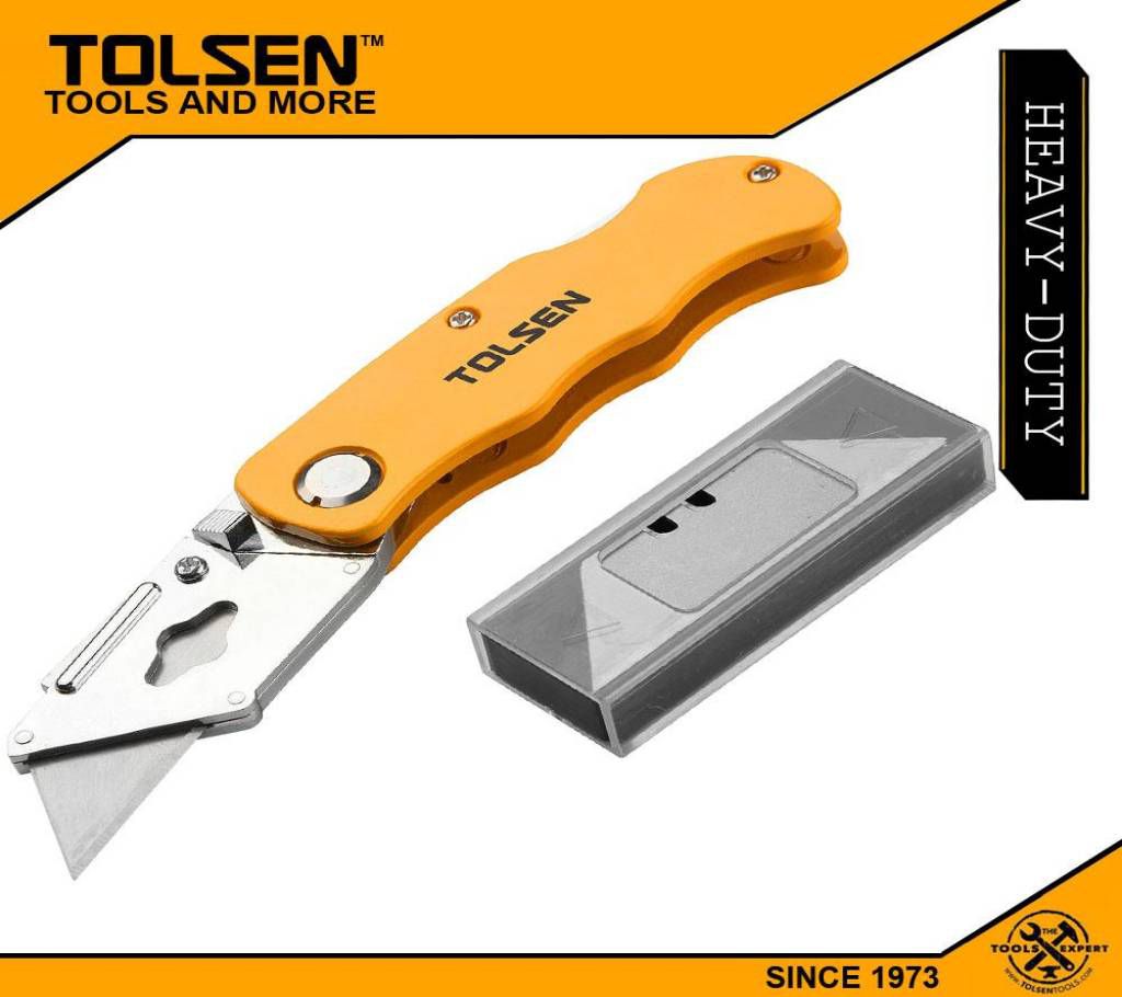 TOLSEN Folding Utility Knife Quick Release with 5pcs Blade (61x19mm) Box Cutter 30007