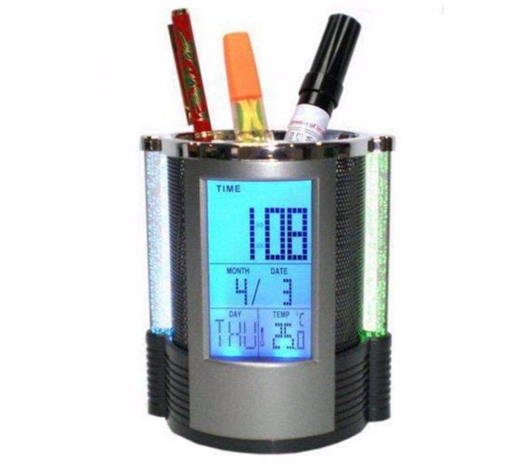 Digital Pen Holder Clock with Temperature Display 