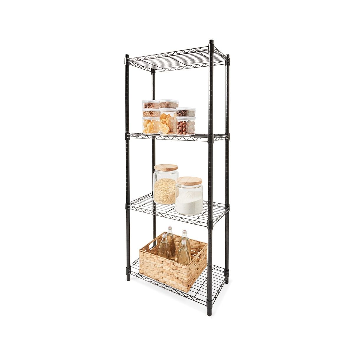 4 Tier Black Shelving Set