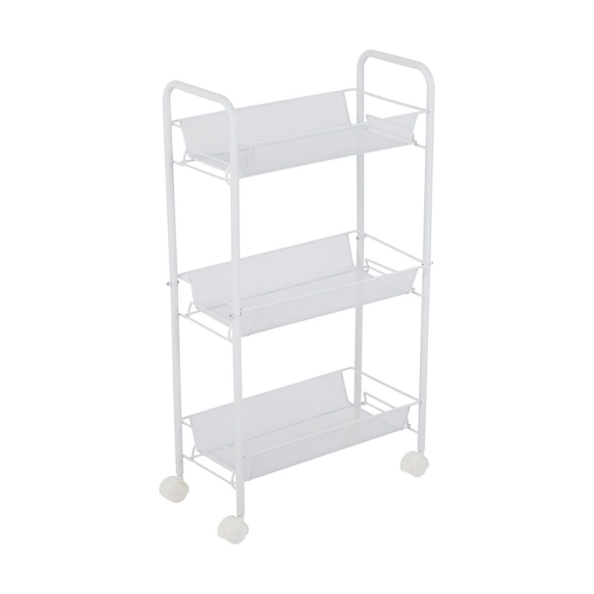 Slim Line Metal Trolley - White