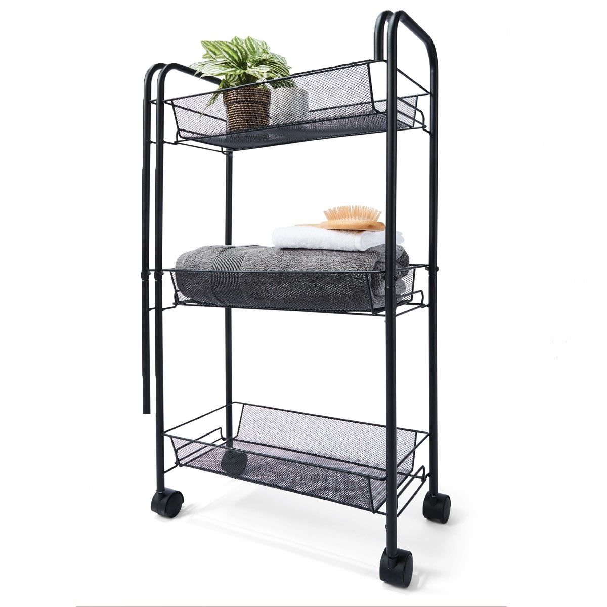 Slim Line Metal Trolley Black