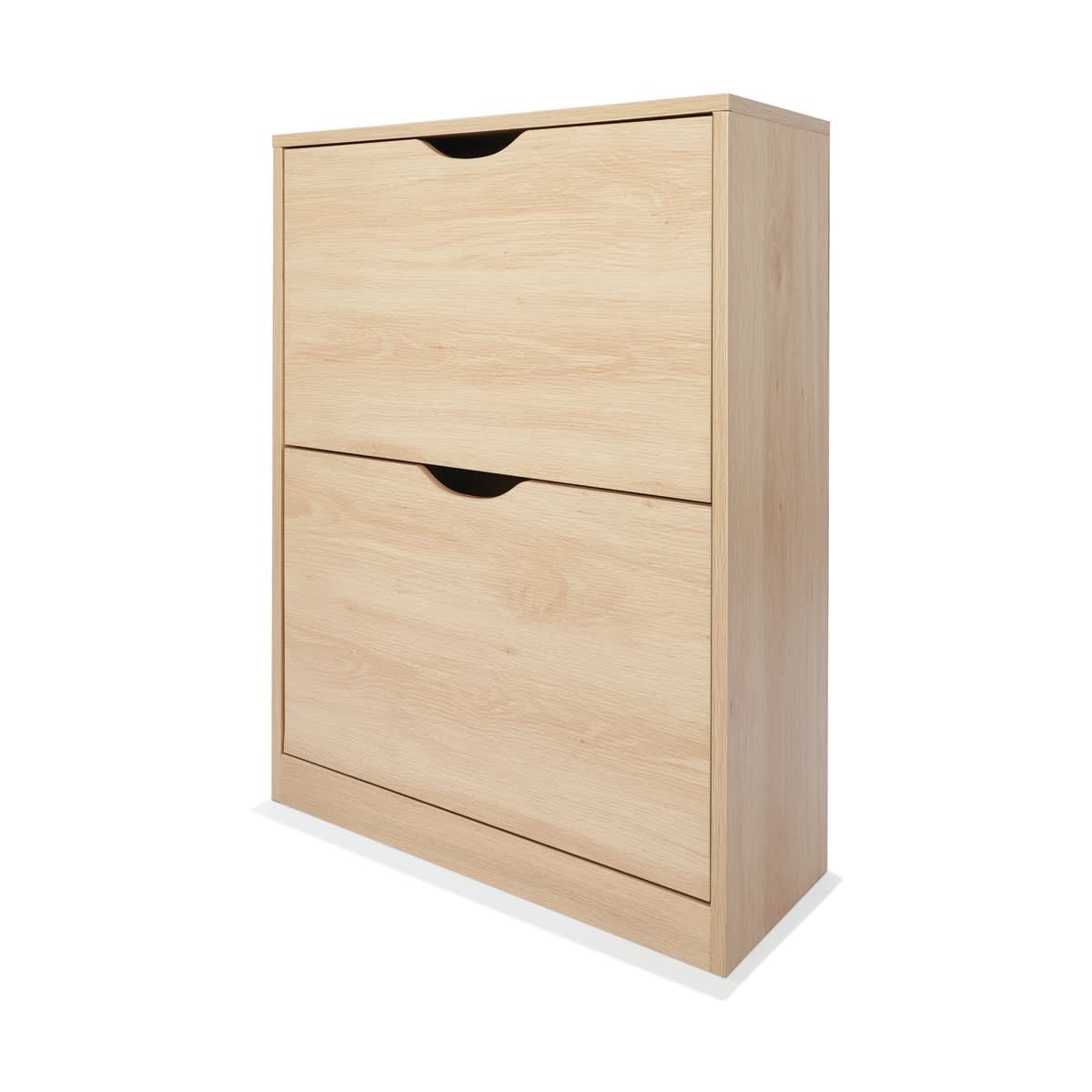 2 Compartment Oak Look Shoe Cabinet