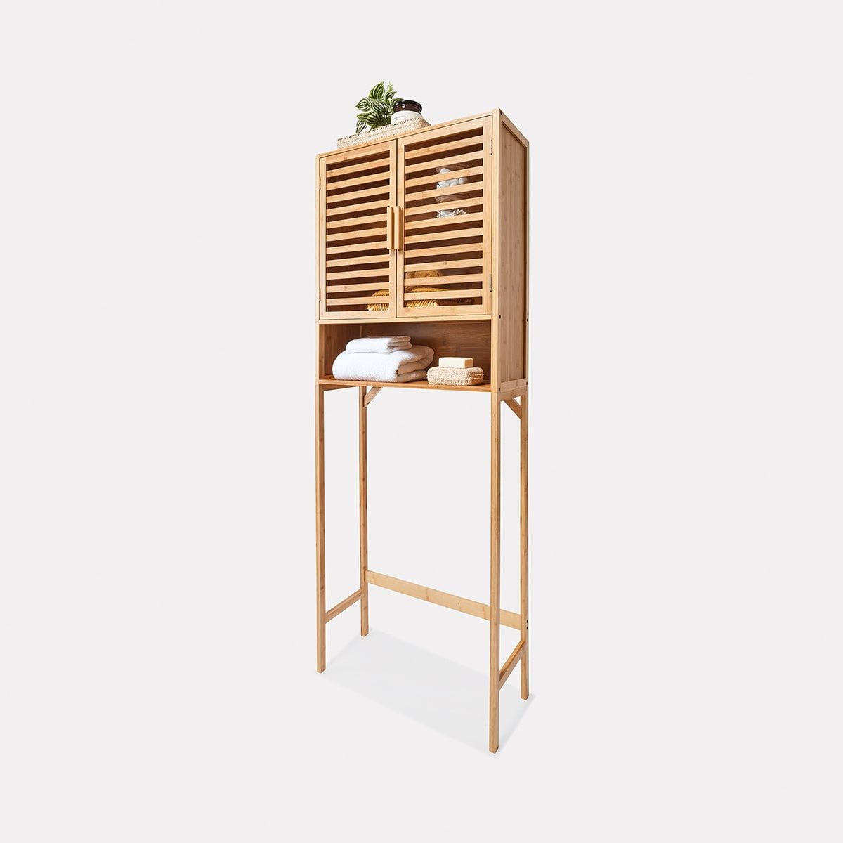 Over Toilet Slatted Bamboo Shelf Unit