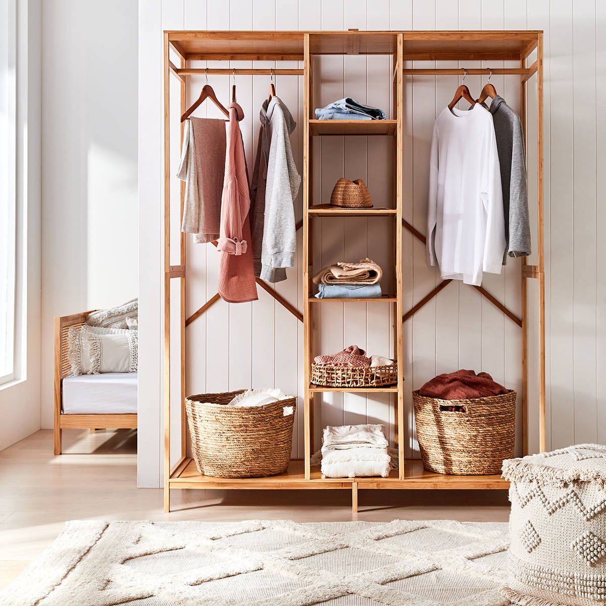 3 Section Bamboo Wardrobe