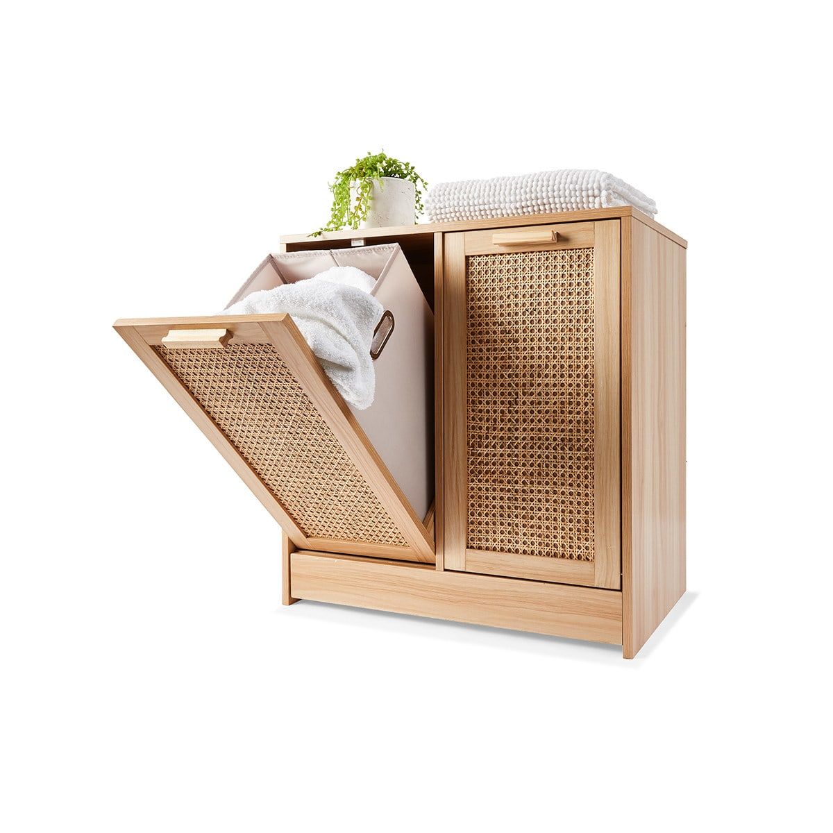 Rattan Laundry Hamper Cabinet