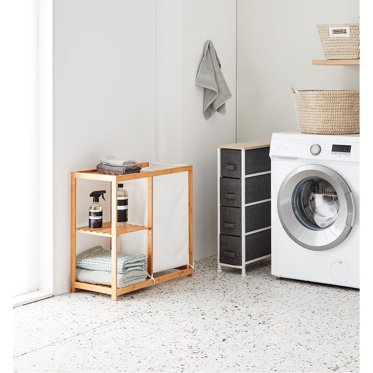 Bamboo Hamper with Shelves