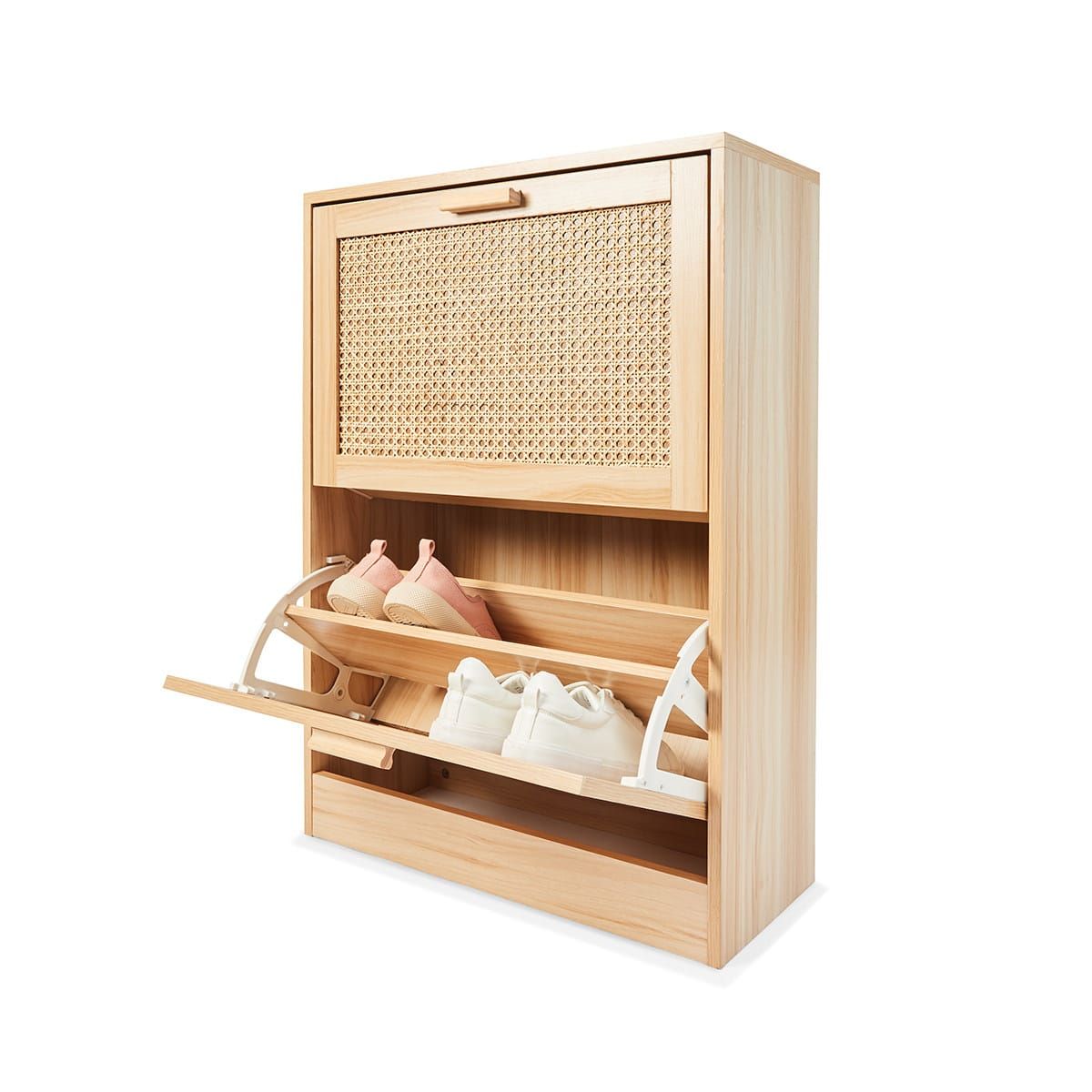 2 Compartment Rattan Shoe Cabinet