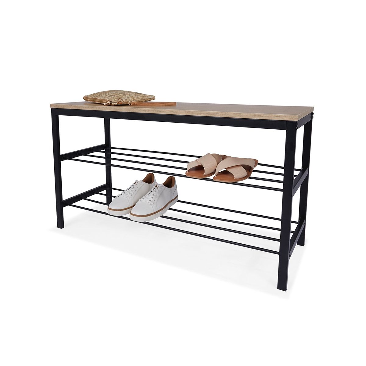 Black Shoe Storage Bench