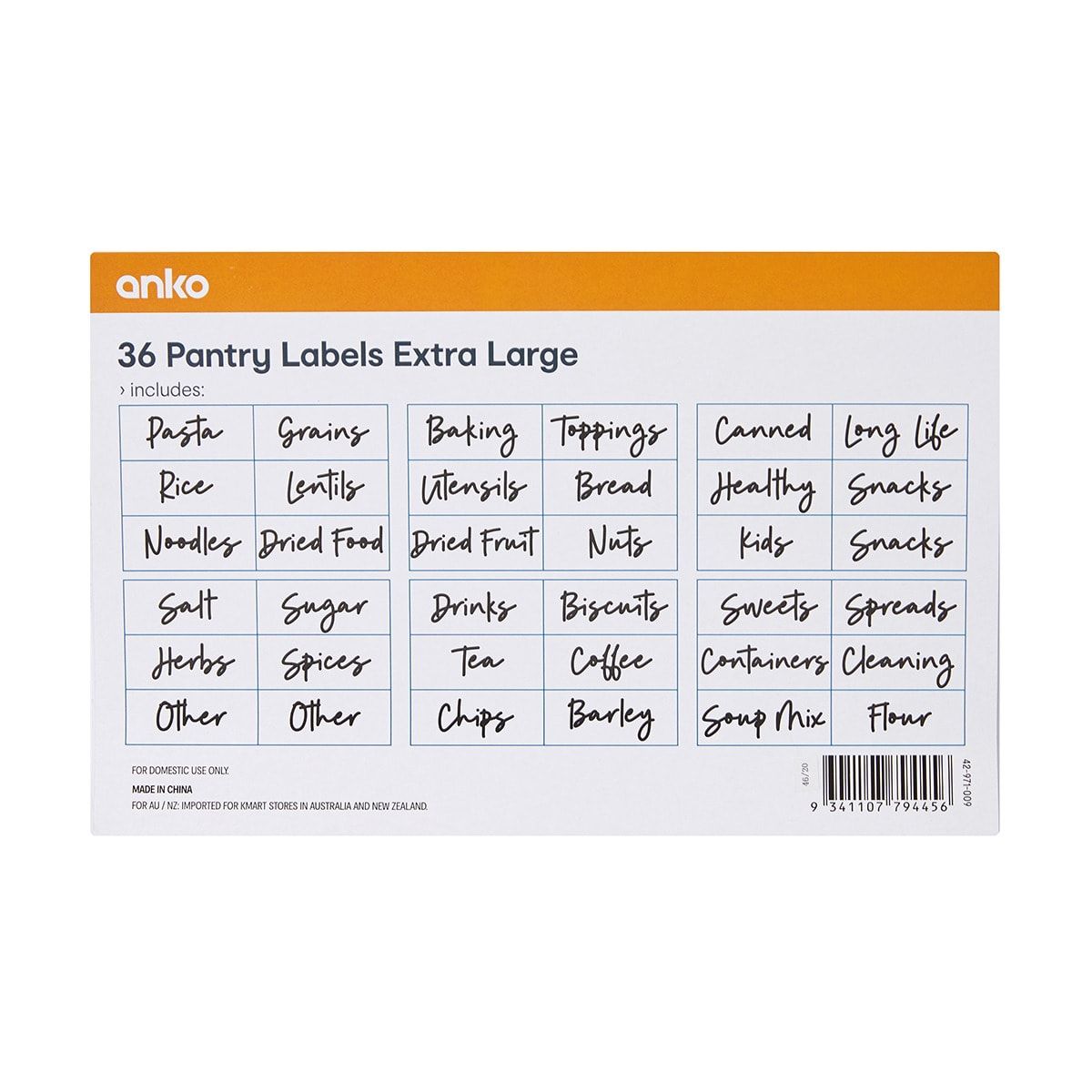36 Extra Large Pantry Labels