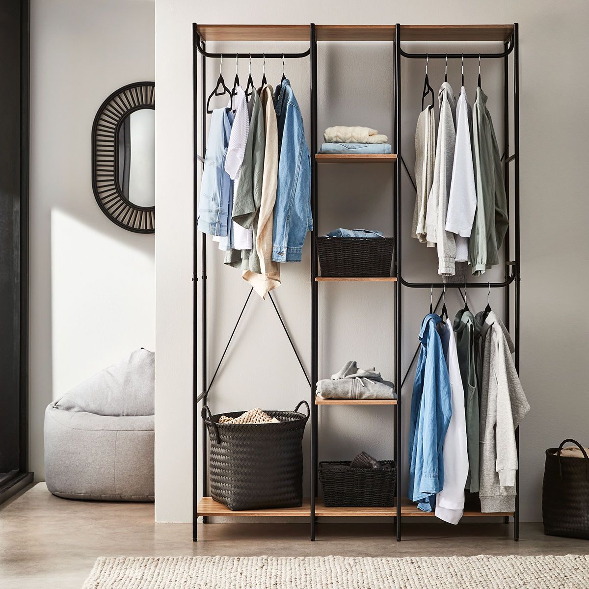 Egon 3 Section Open Wardrobe