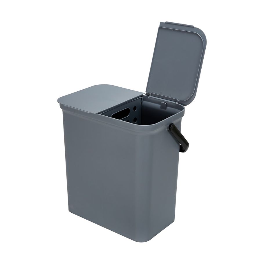 28L Grey Flip Top Recycle Bin