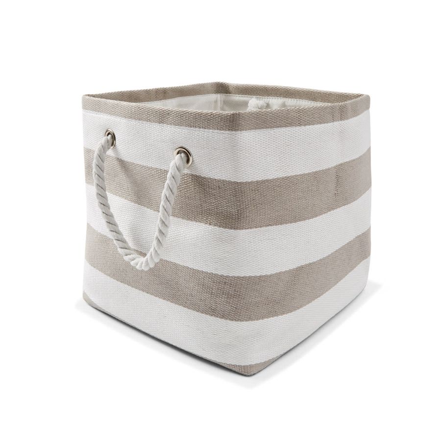 Stripe Storage Basket - Grey