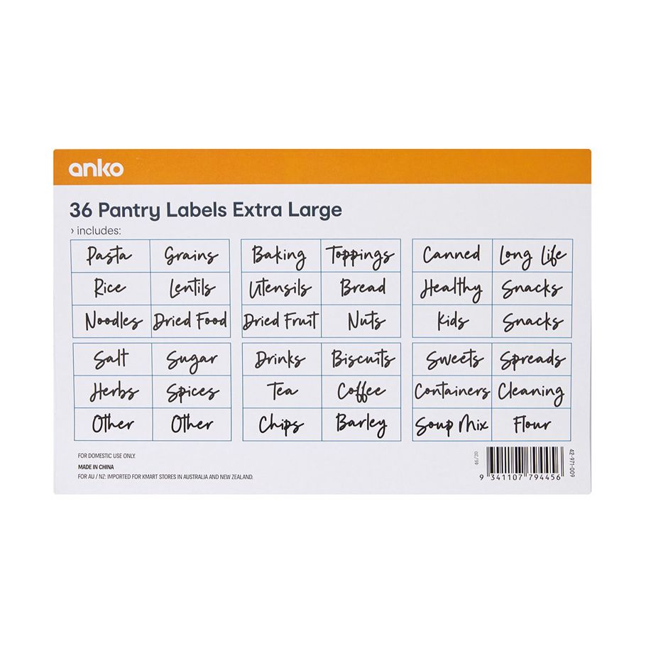 36 Extra Large Pantry Labels