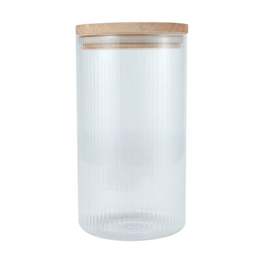 Large Ribbed Glass Canister