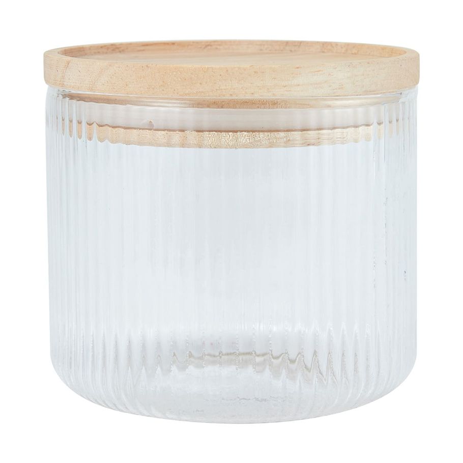 Small Ribbed Glass Canister