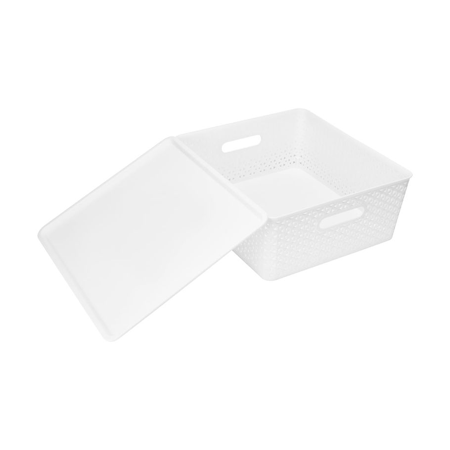 Storage Container with Lid - Flat, White