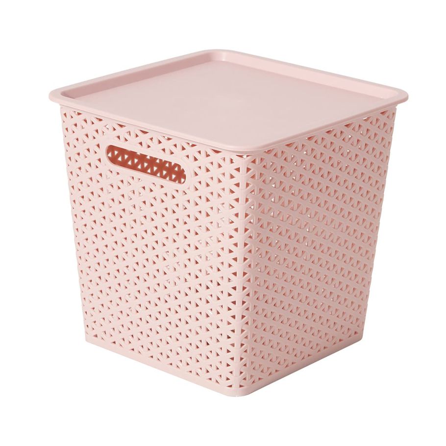 Square Container with Lid - Pink