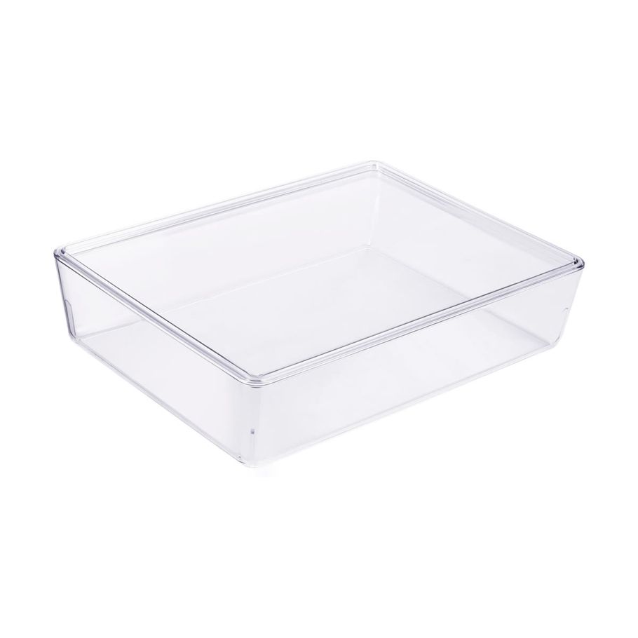 6L Smooth and Shiny Flat Clear Plastic Tub