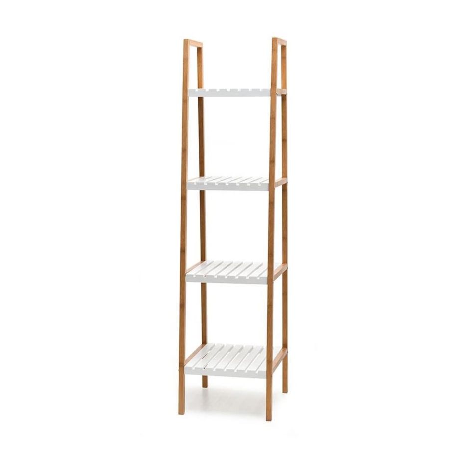 4 Tier Shelf with Bamboo Frame