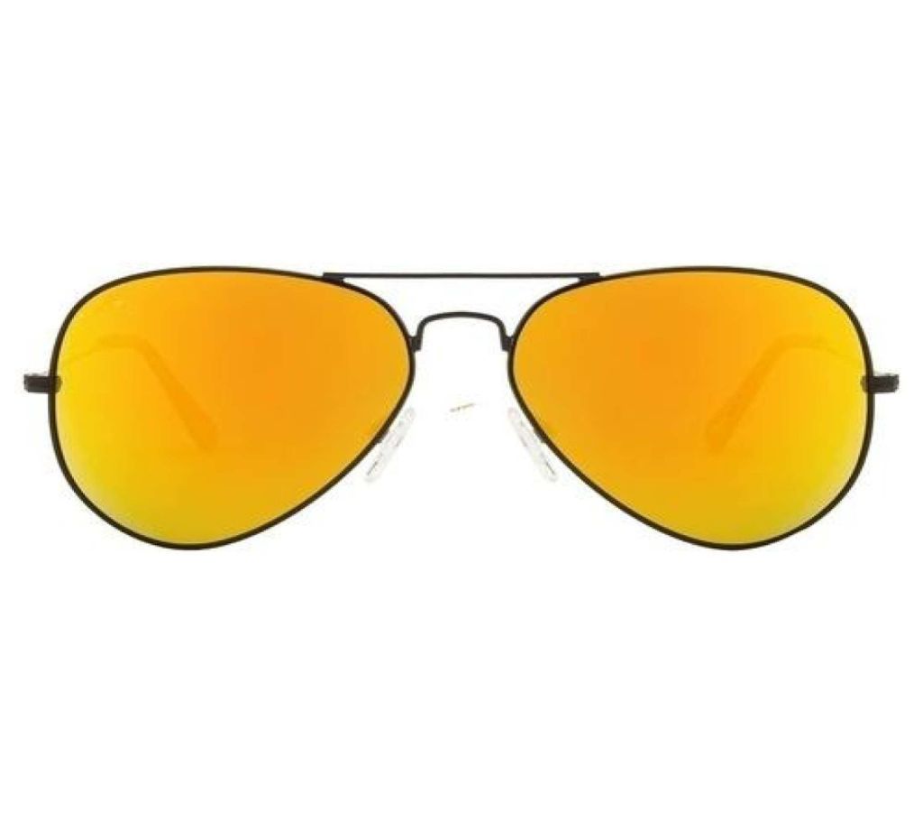 Yellow Mirrored Mercury Lens And Black Frame Sunglasses with Stylish Box