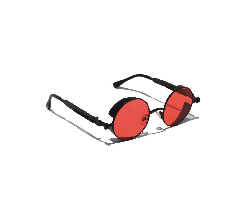 Black And Red Round Sunglasses For Men