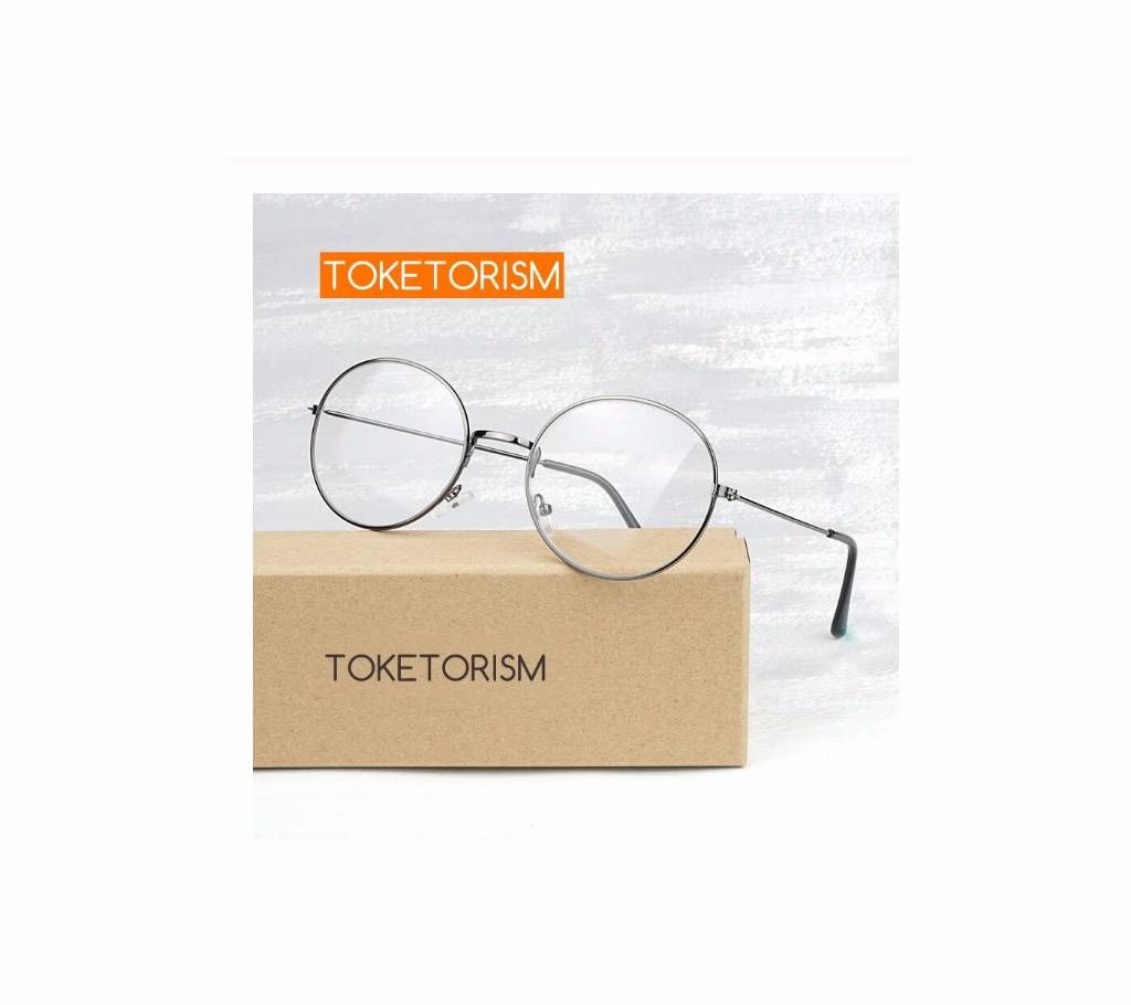 Retro round metal frame glasses with -1 Power add glass