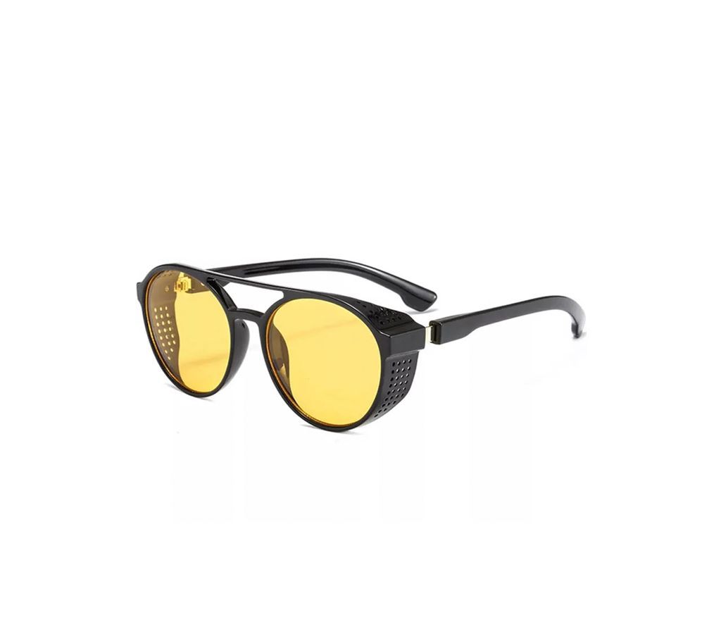 Yellow Vision Steampunk Retro Round Sunglasses For Men