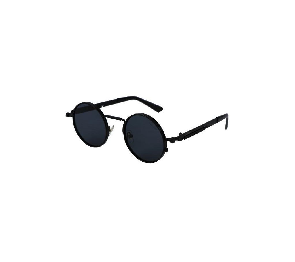 Black Lens Round Metal Steampunk Sunglasses For Men with Stylish Box