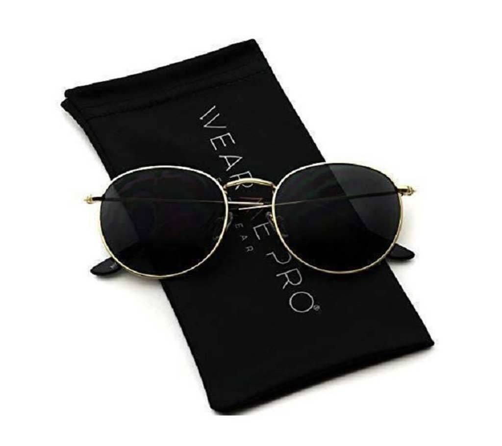 Golden Frame Metal Round Circle Style Sunglasses with Stylish Box