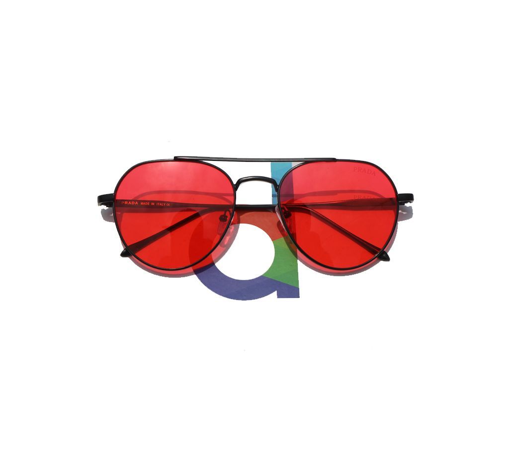 Red Vision Eggshape Metal Sunglasses