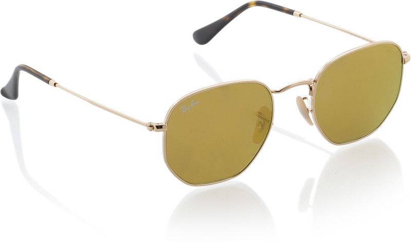 Mirrored Retro Square Sunglasses (51)  (For Men, Golden)