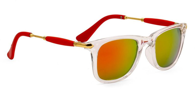 Mirrored Rectangular Sunglasses (Free Size)  (For Men & Women, Red)