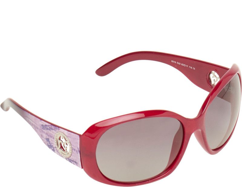 Polarized Over-sized Sunglasses (58)  (For Women, Grey)