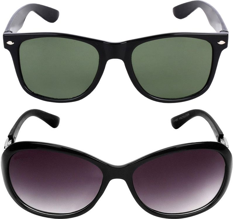 UV Protection Wayfarer, Cat-eye Sunglasses (Free Size)  (For Men & Women, Green, Violet)