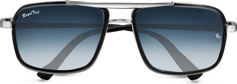 Polarized Rectangular Sunglasses (58)  (For Men & Women, Blue)