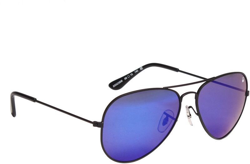 Mirrored Aviator Sunglasses (56)  (For Men & Women, Grey, Blue)