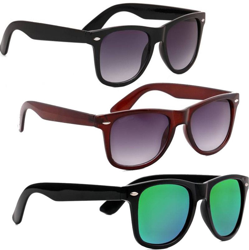 UV Protection, Mirrored Wayfarer Sunglasses (Free Size)  (For Men & Women, Black, Brown, Green)