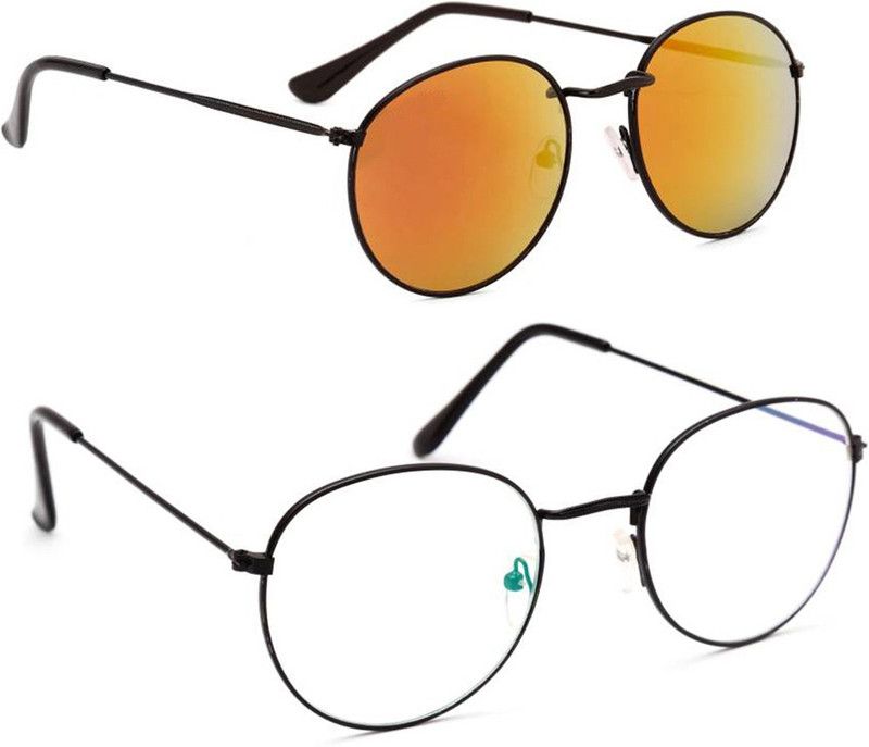 Mirrored, UV Protection Oval Sunglasses (50)  (For Men & Women, Yellow, Clear)