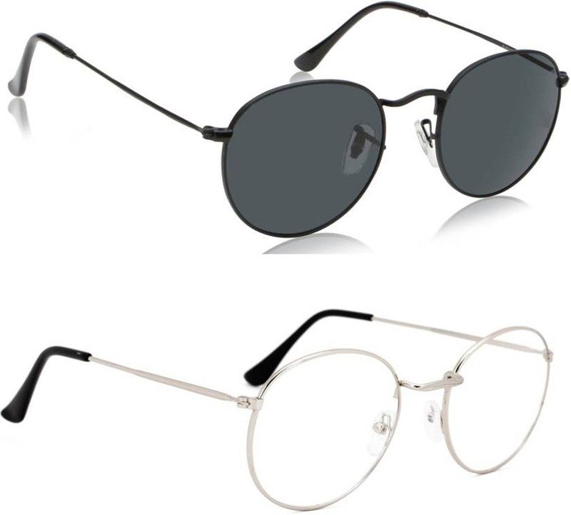 UV Protection, Mirrored Oval Sunglasses (50)  (For Boys & Girls, Black, Clear)
