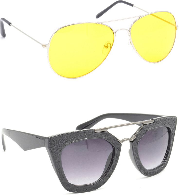 UV Protection Aviator Sunglasses (58)  (For Men & Women, Yellow, Violet)