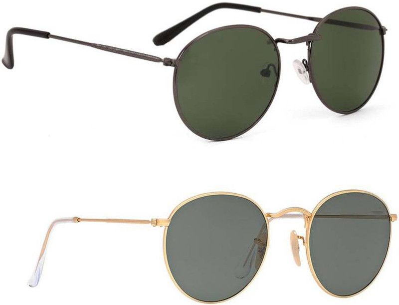 UV Protection, Mirrored Oval Sunglasses (50)  (For Boys & Girls, Green, Black)